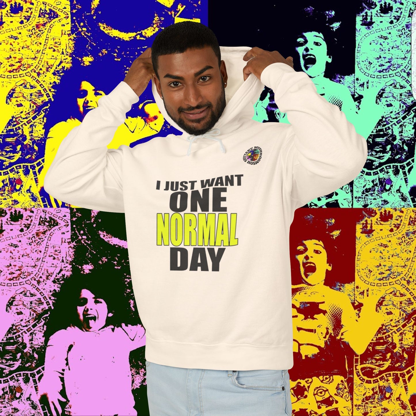 I JUST WANT ONE NORMAL DAY! Hoodie, Lightweight Sweatshirt for Everyday Comfort, Unisex Casual Wear, Gift for Friends, Relaxation Clothing