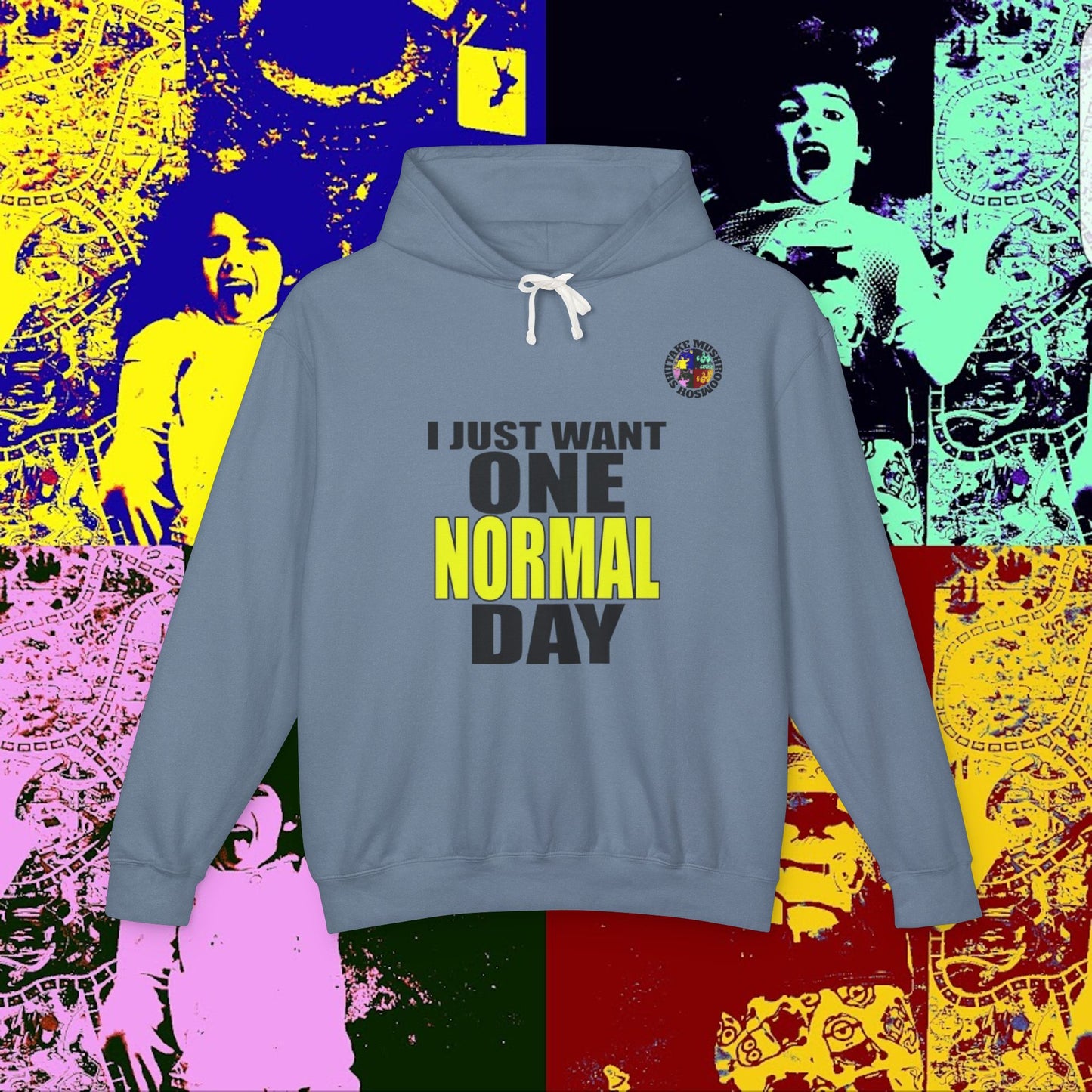 I JUST WANT ONE NORMAL DAY! Hoodie, Lightweight Sweatshirt for Everyday Comfort, Unisex Casual Wear, Gift for Friends, Relaxation Clothing