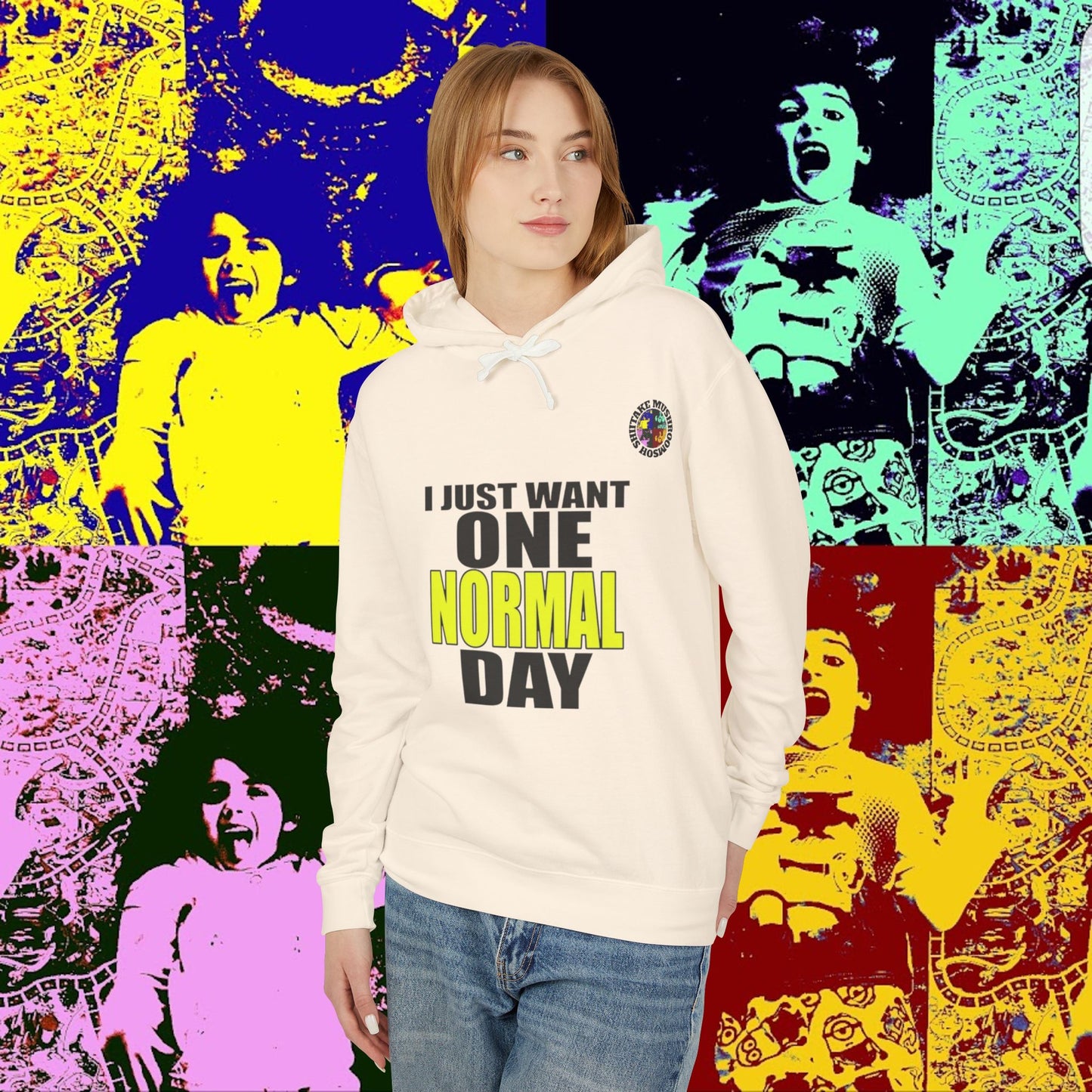 I JUST WANT ONE NORMAL DAY! Hoodie, Lightweight Sweatshirt for Everyday Comfort, Unisex Casual Wear, Gift for Friends, Relaxation Clothing