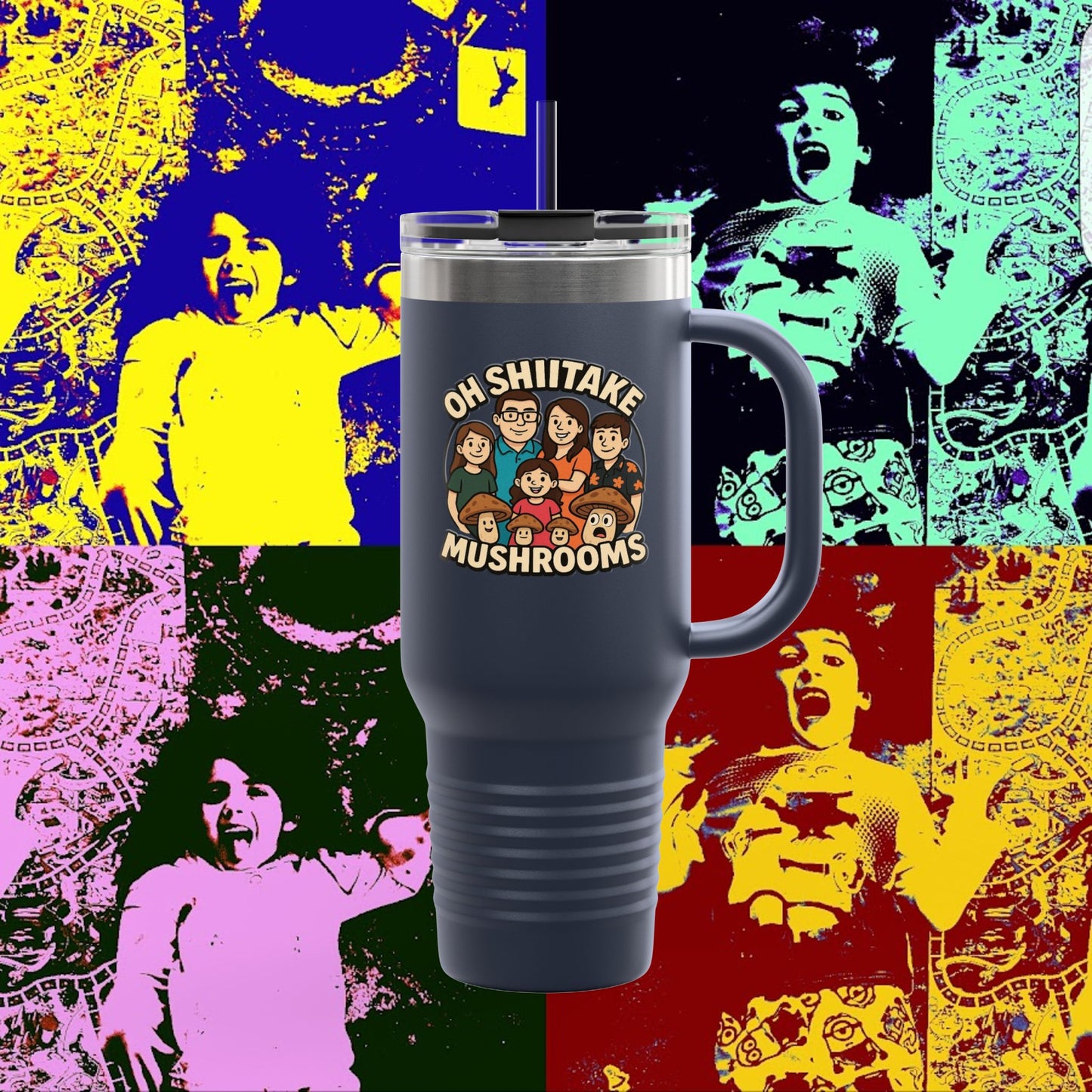 OhShiitakeMushrooms FAM! - Vibrant Insulated Travel Mug for Daily Adventures, 40oz Beverage Tumbler