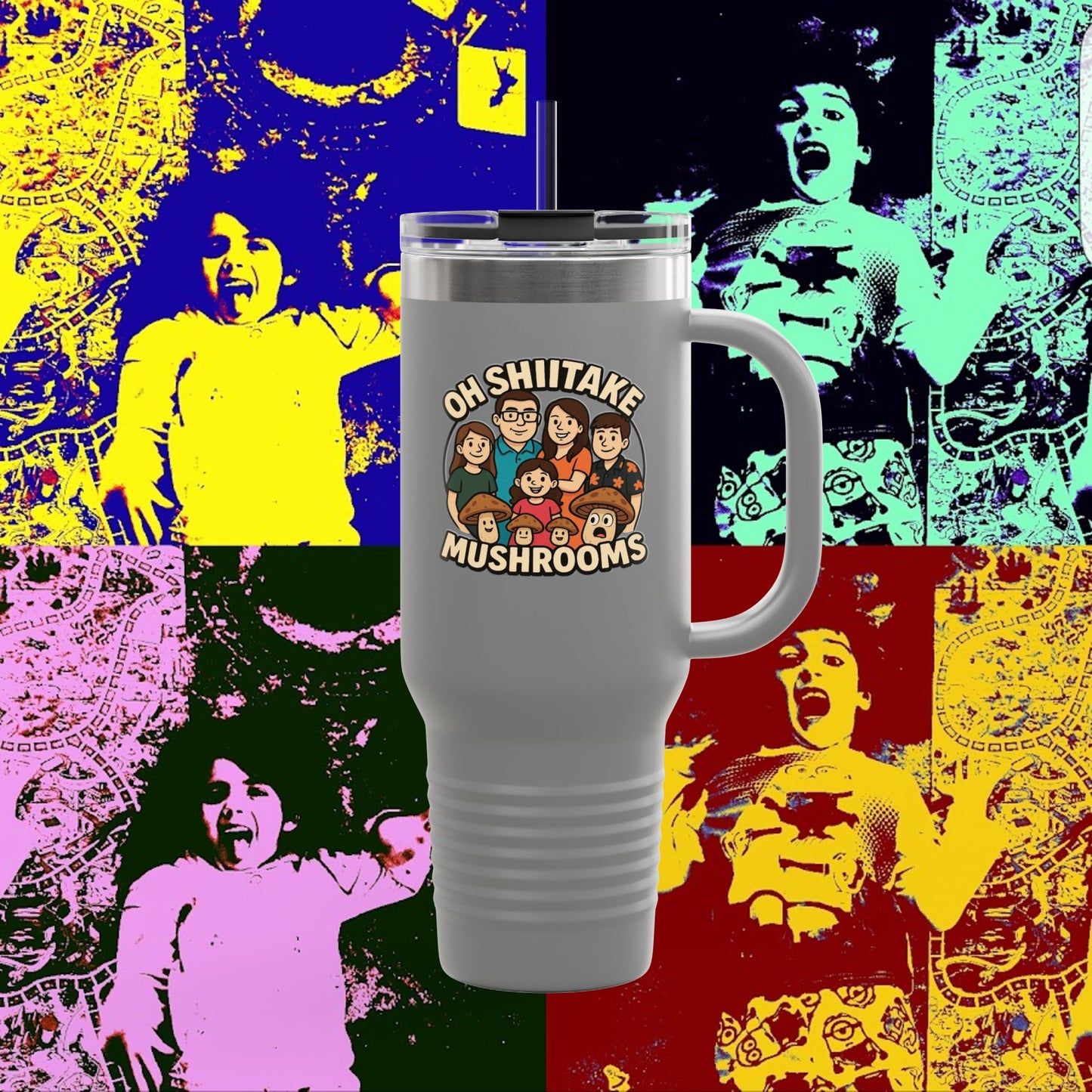 OhShiitakeMushrooms FAM! - Vibrant Insulated Travel Mug for Daily Adventures, 40oz Beverage Tumbler