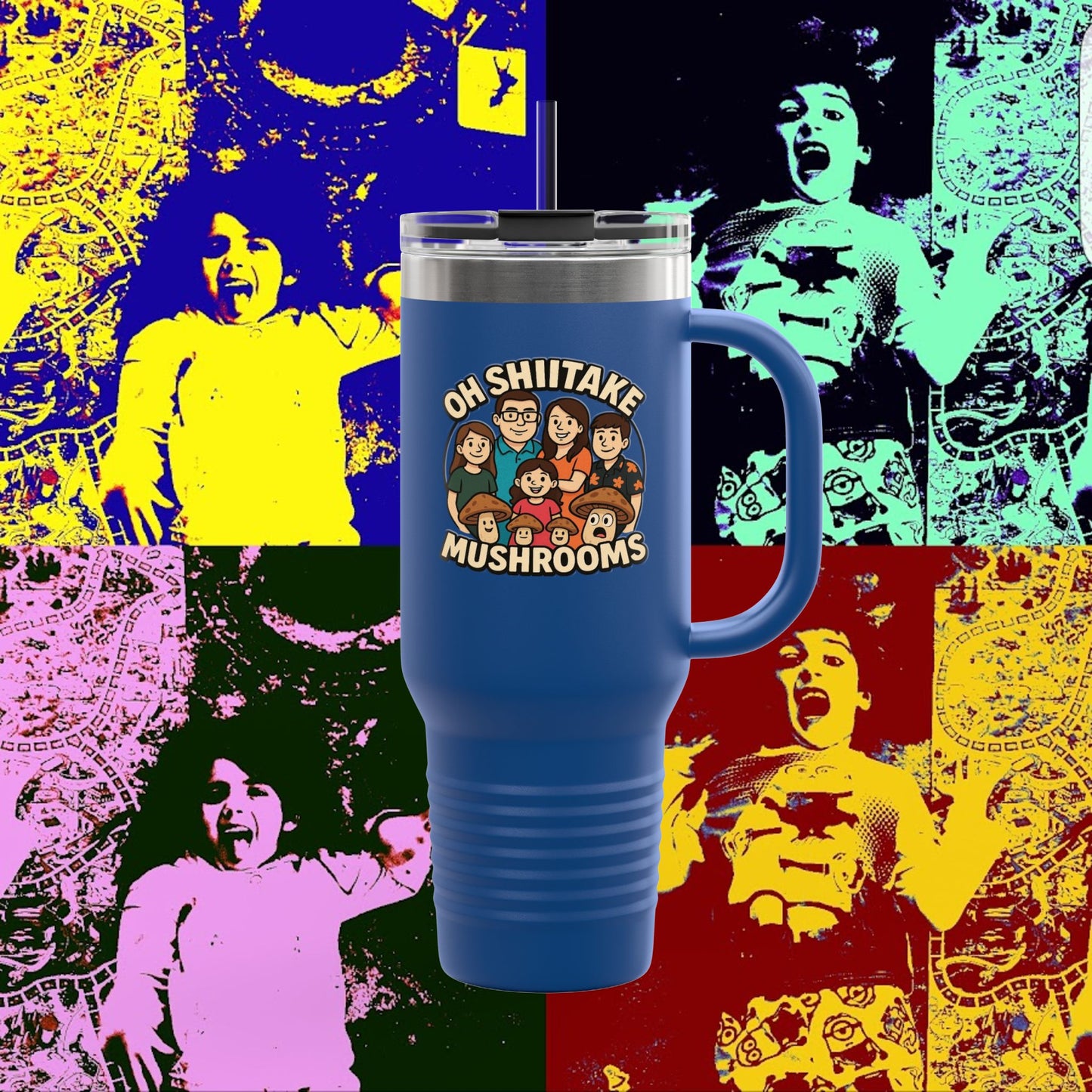 OhShiitakeMushrooms FAM! - Vibrant Insulated Travel Mug for Daily Adventures, 40oz Beverage Tumbler