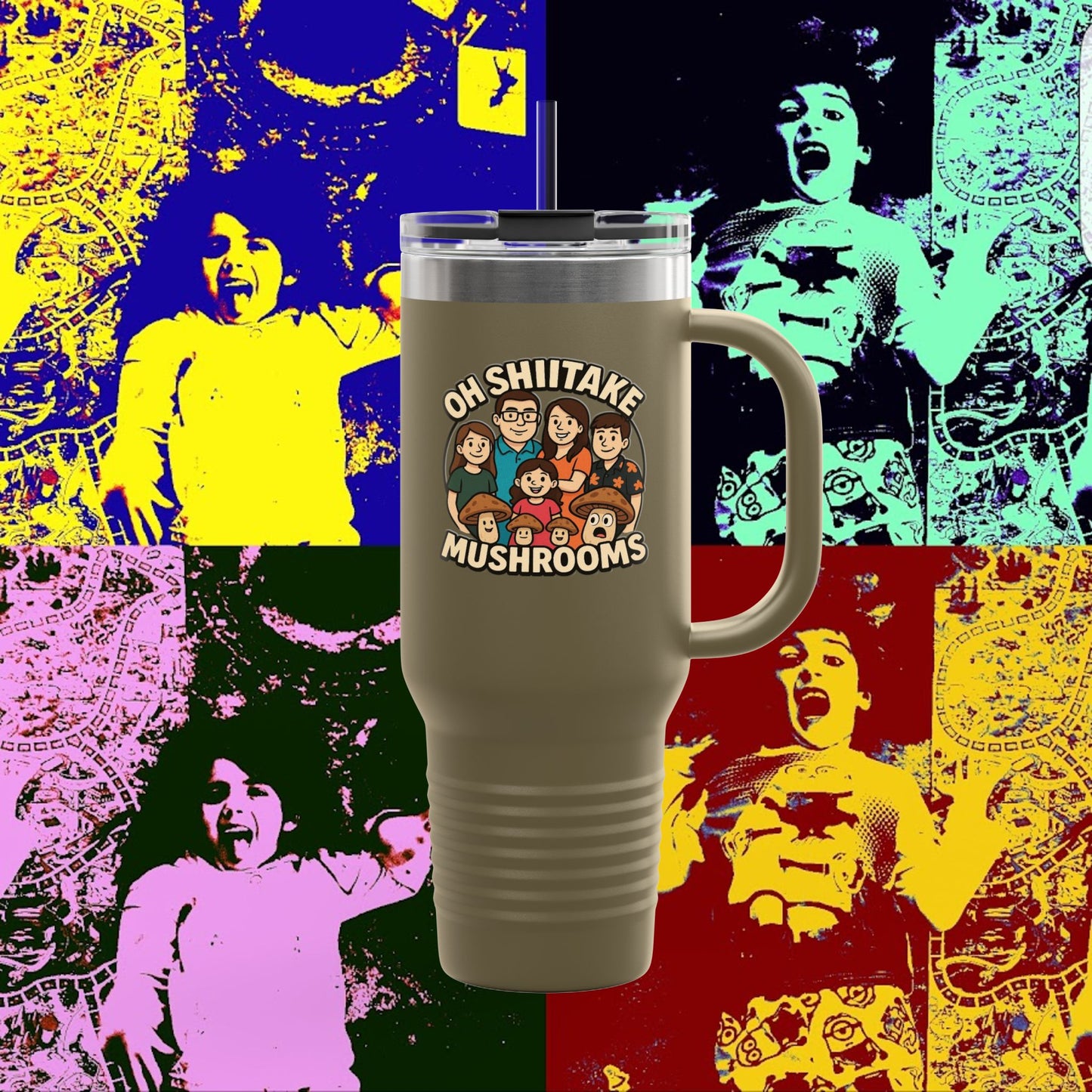 OhShiitakeMushrooms FAM! - Vibrant Insulated Travel Mug for Daily Adventures, 40oz Beverage Tumbler