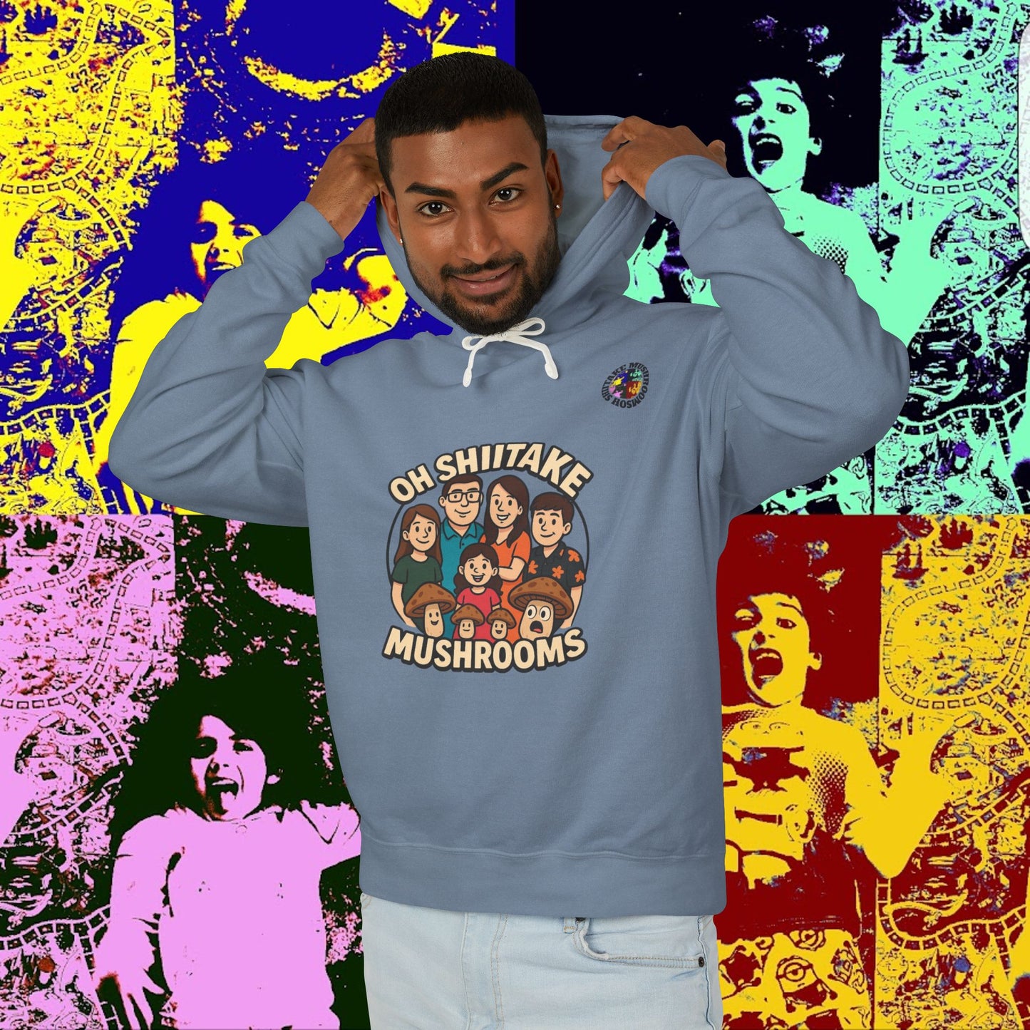 OhShiitakeMushrooms FAM! Hoodie, Lightweight Sweatshirt for Everyday Comfort, Unisex Casual Wear, Gift for Friends, Relaxation Clothing