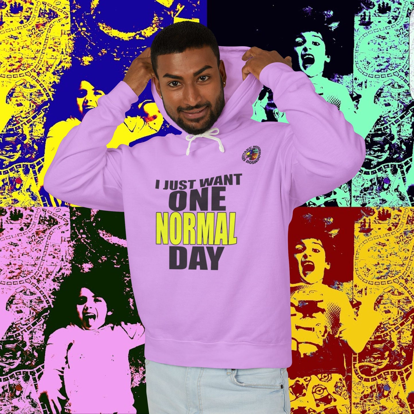 I JUST WANT ONE NORMAL DAY! Hoodie, Lightweight Sweatshirt for Everyday Comfort, Unisex Casual Wear, Gift for Friends, Relaxation Clothing