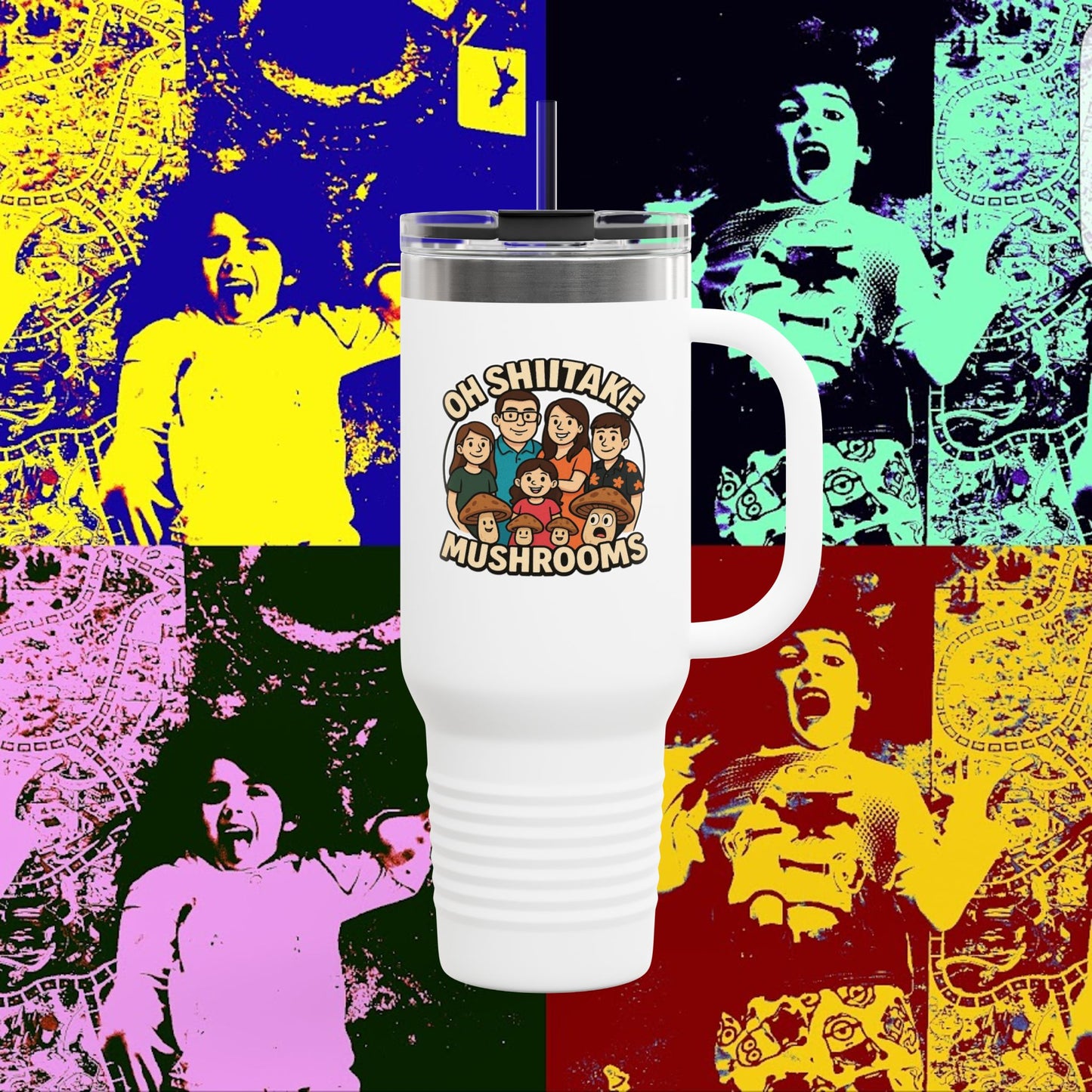 OhShiitakeMushrooms FAM! - Vibrant Insulated Travel Mug for Daily Adventures, 40oz Beverage Tumbler