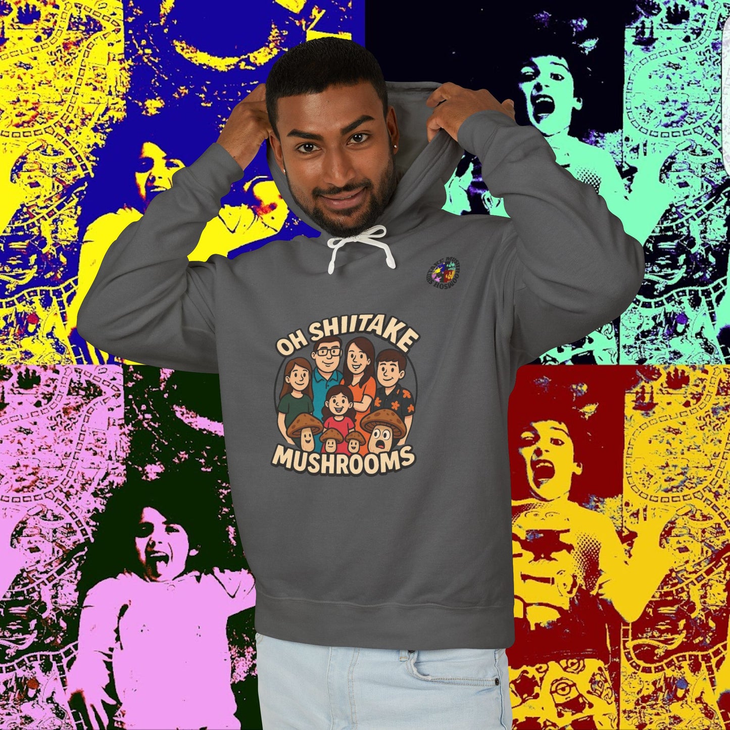 OhShiitakeMushrooms FAM! Hoodie, Lightweight Sweatshirt for Everyday Comfort, Unisex Casual Wear, Gift for Friends, Relaxation Clothing