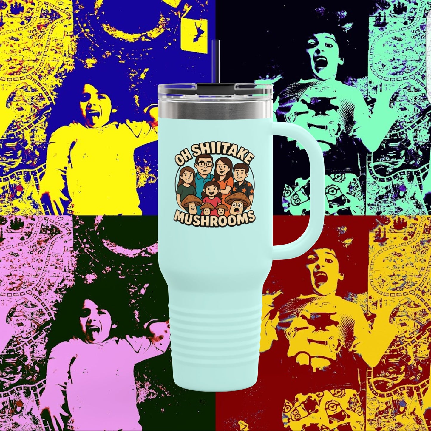 OhShiitakeMushrooms FAM! - Vibrant Insulated Travel Mug for Daily Adventures, 40oz Beverage Tumbler